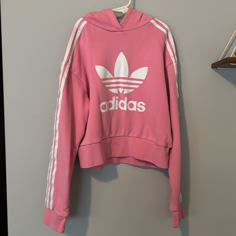 Girls Adidas pink hoodie size M/L